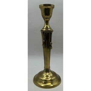 VTG Brass Candlestick Candle Holder Rope Tassel 10" Cadeaux Omsons India 10 in